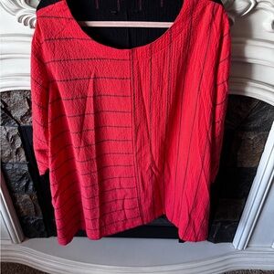 Red and Black Striped Top